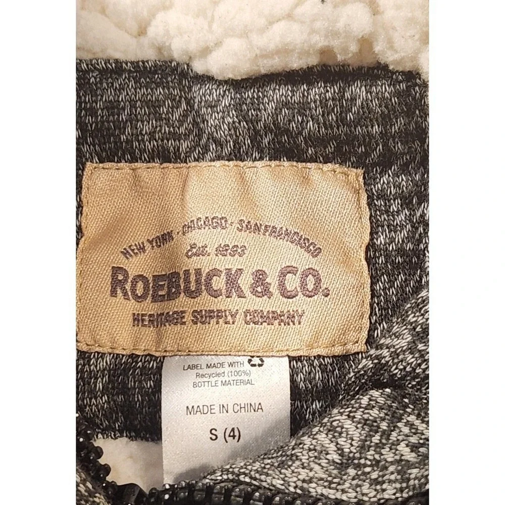 Roebuck & Co Jacket Kids Size 4 Gray Quilted Faux Fur Hood‎ Sherpa Lined Winter